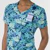 Women's 1-Pocket Tuck-in Print Scrub Top - Breezy Palms badge loop