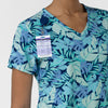 Women's 1-Pocket Tuck-in Print Scrub Top - Breezy Palms second badge loop