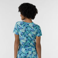 Women's 1-Pocket Tuck-in Print Scrub Top - Breezy Palms back