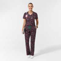 Women's 1-Pocket Tuck-in Print Scrub Top - Christmas Scrubs scrub set full