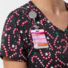 Women's 1-Pocket Tuck-in Print Scrub Top - Christmas Scrubs second badge loop