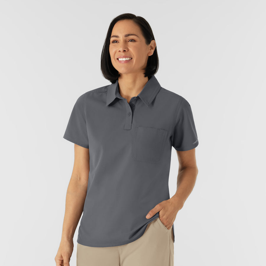 NURTUR Women's Polo - Pewter untucked
