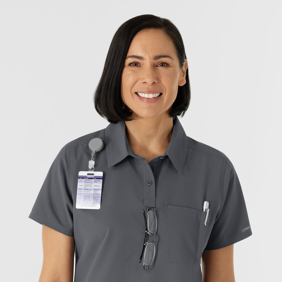 NURTUR Women's Polo - Pewter neckline