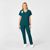 PRO Women's 4 Pocket Wrap Scrub Top Caribbean Blue full scrub set