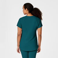 RENEW Women's Yoga V-Neck Scrub Top Caribbean Blue back view