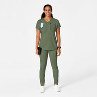 RENEW Women's Yoga V-Neck Scrub Top Olive full scrub set