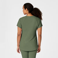 RENEW Women's Yoga V-Neck Scrub Top Olive back view