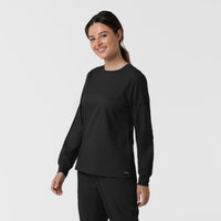 Boundless Women's Classic Long Sleeve Scrub Top - Black side view