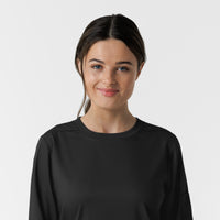 Boundless Women's Classic Long Sleeve Scrub Top - Black crew neck 