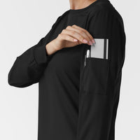 Boundless Women's Classic Long Sleeve Scrub Top - Black sleeve pocket