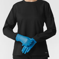 Boundless Women's Classic Long Sleeve Scrub Top - Black rib knit cuffs with gloves