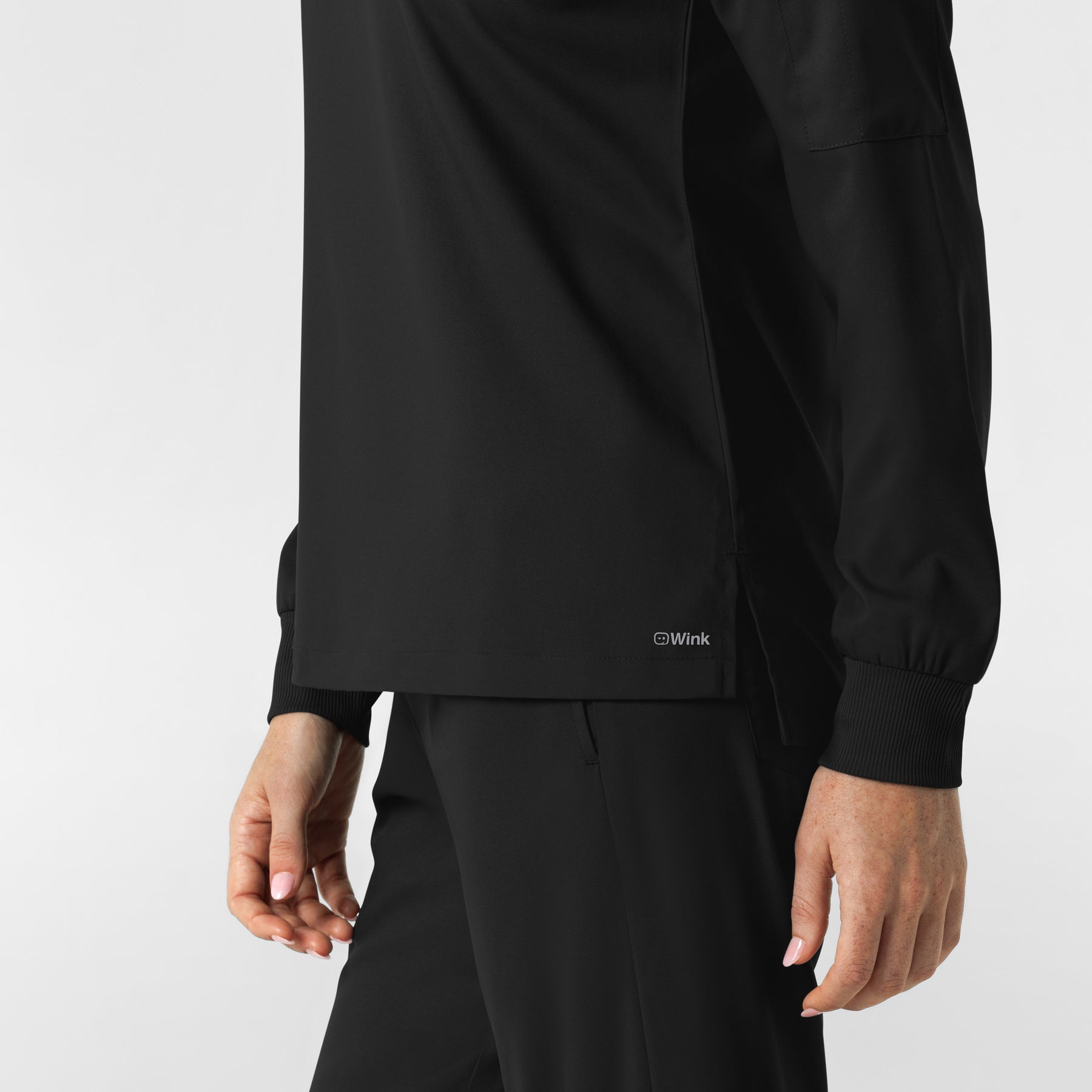 Boundless Women's Classic Long Sleeve Scrub Top - Black hemline