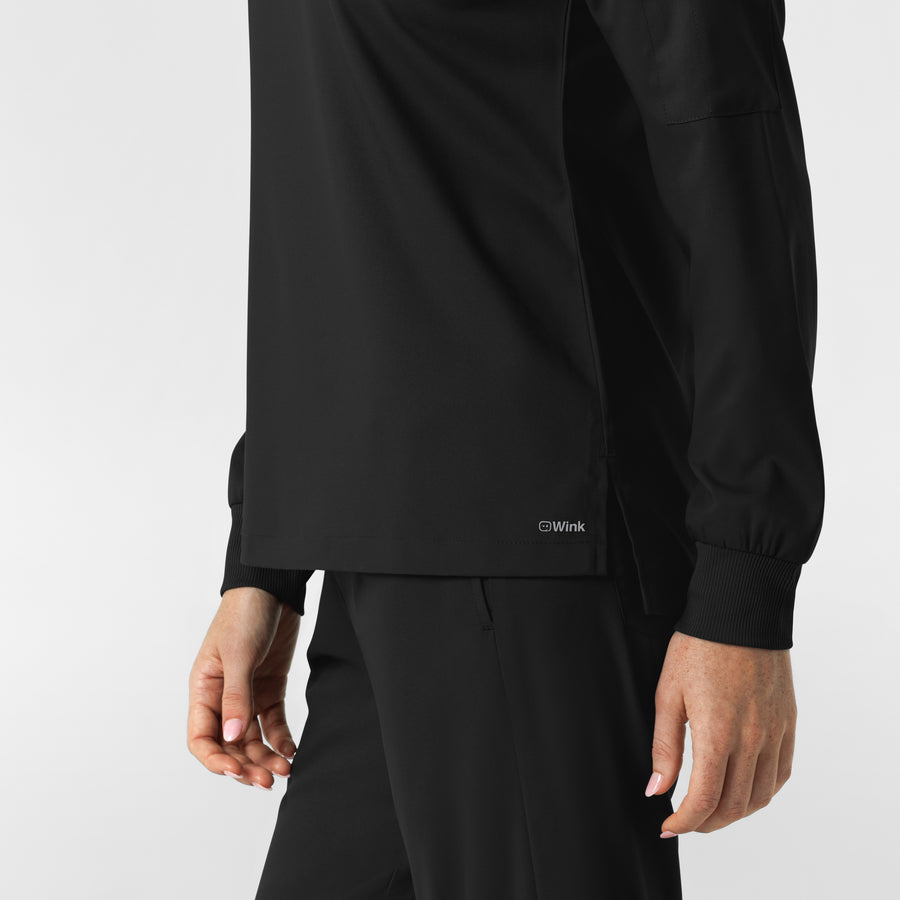 Boundless Women's Classic Long Sleeve Scrub Top - Black hemline