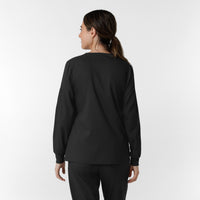 Boundless Women's Classic Long Sleeve Scrub Top - Black back view