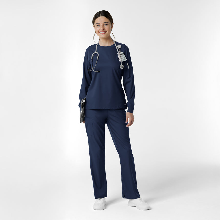 Boundless Women's Classic Long Sleeve Scrub Top - Navy scrub set