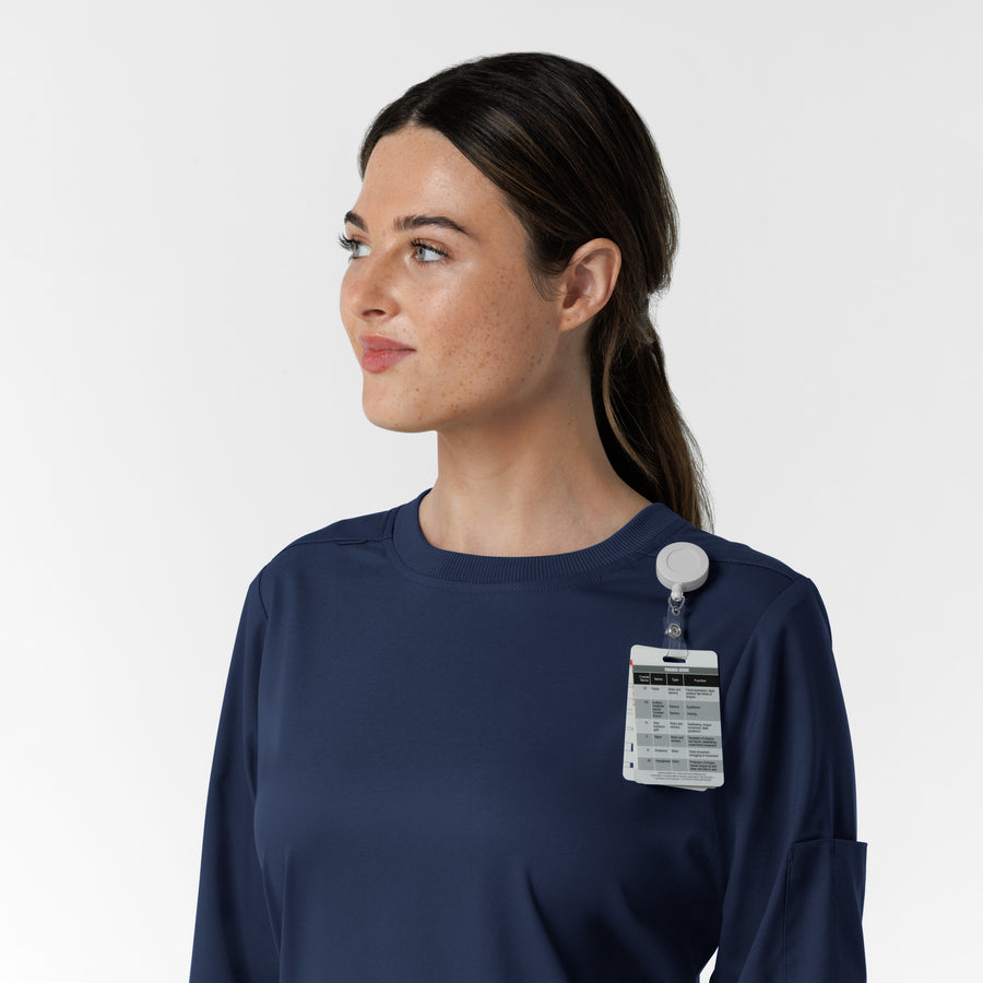 Boundless Women's Classic Long Sleeve Scrub Top - Navy badge loop 2