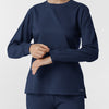 Boundless Women's Classic Long Sleeve Scrub Top - Navy rib knit cuffs