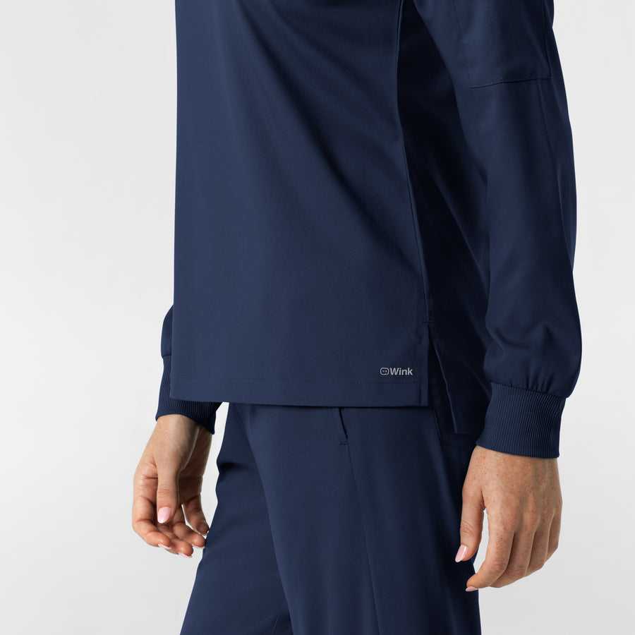 Boundless Women's Classic Long Sleeve Scrub Top - Navy hemline