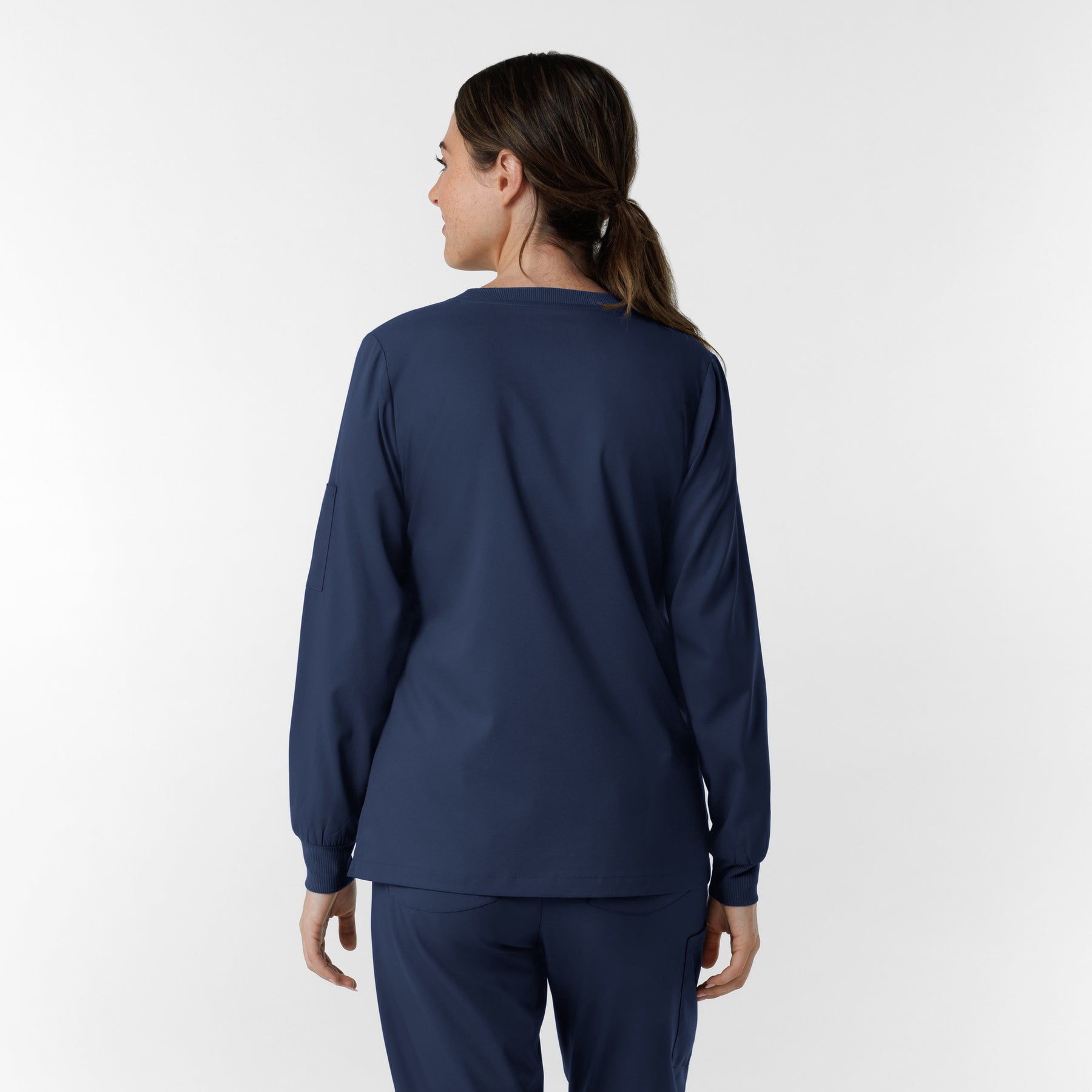 Boundless Women's Classic Long Sleeve Scrub Top - Navy back
