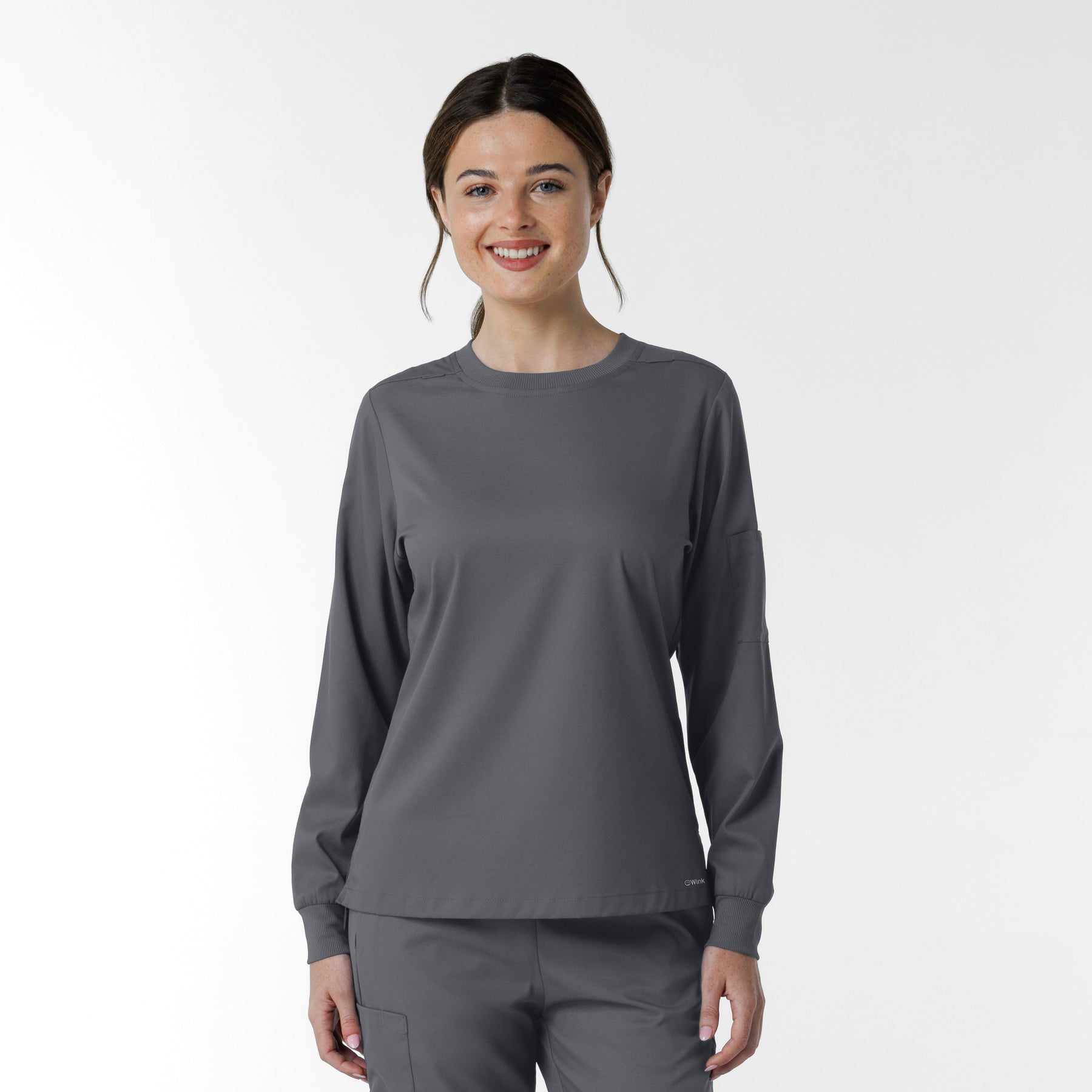 Boundless Women's Classic Long Sleeve Scrub Top - Pewter