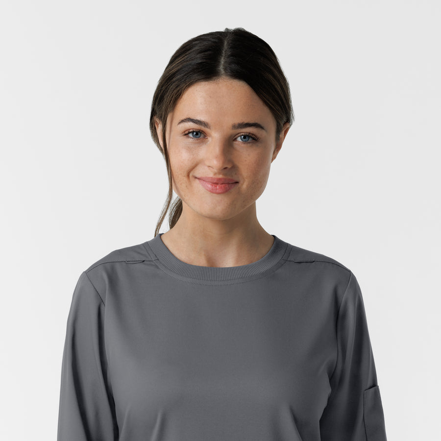 Boundless Women's Classic Long Sleeve Scrub Top - Pewter crew neck