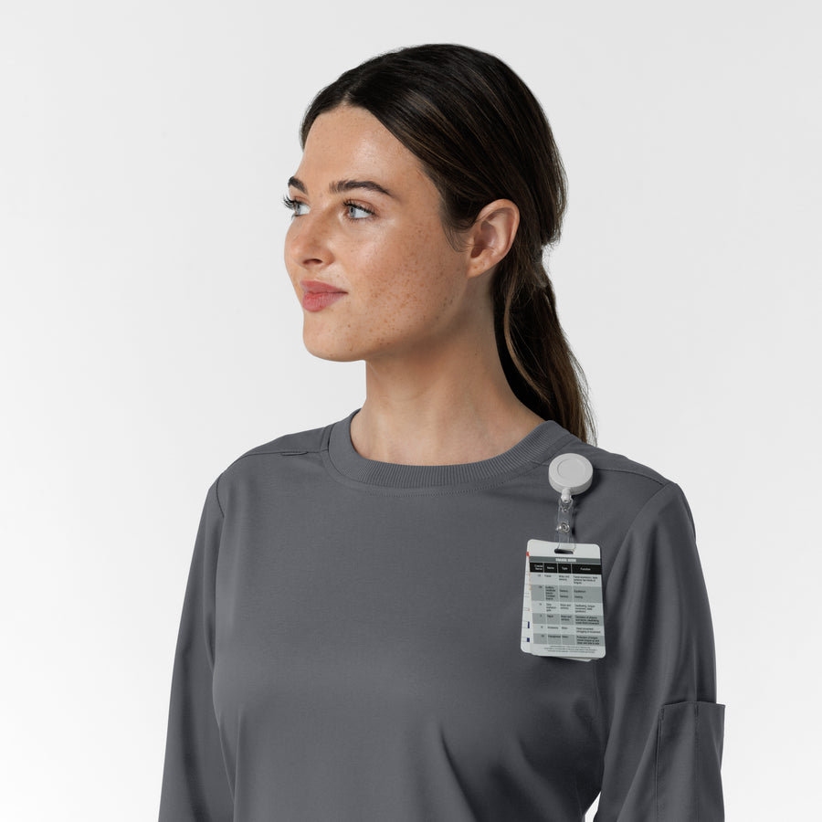 Boundless Women's Classic Long Sleeve Scrub Top - Pewter badge loop 2