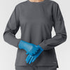 Boundless Women's Classic Long Sleeve Scrub Top - Pewter rib knit cuffs with gloves