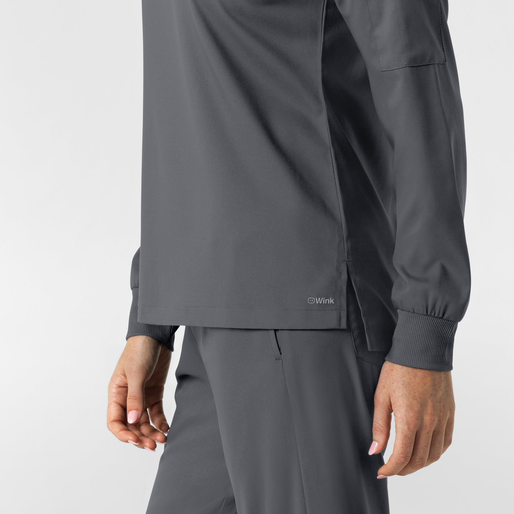 Boundless Women's Classic Long Sleeve Scrub Top - Pewter hemline