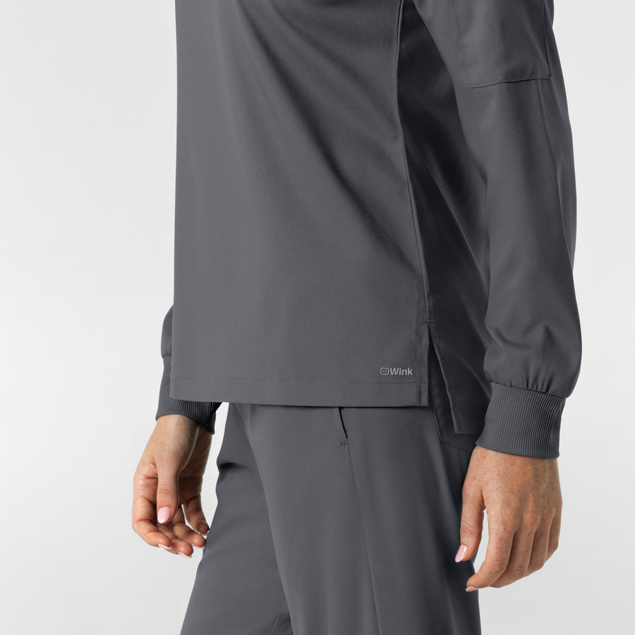 Boundless Women's Classic Long Sleeve Scrub Top - Pewter hemline