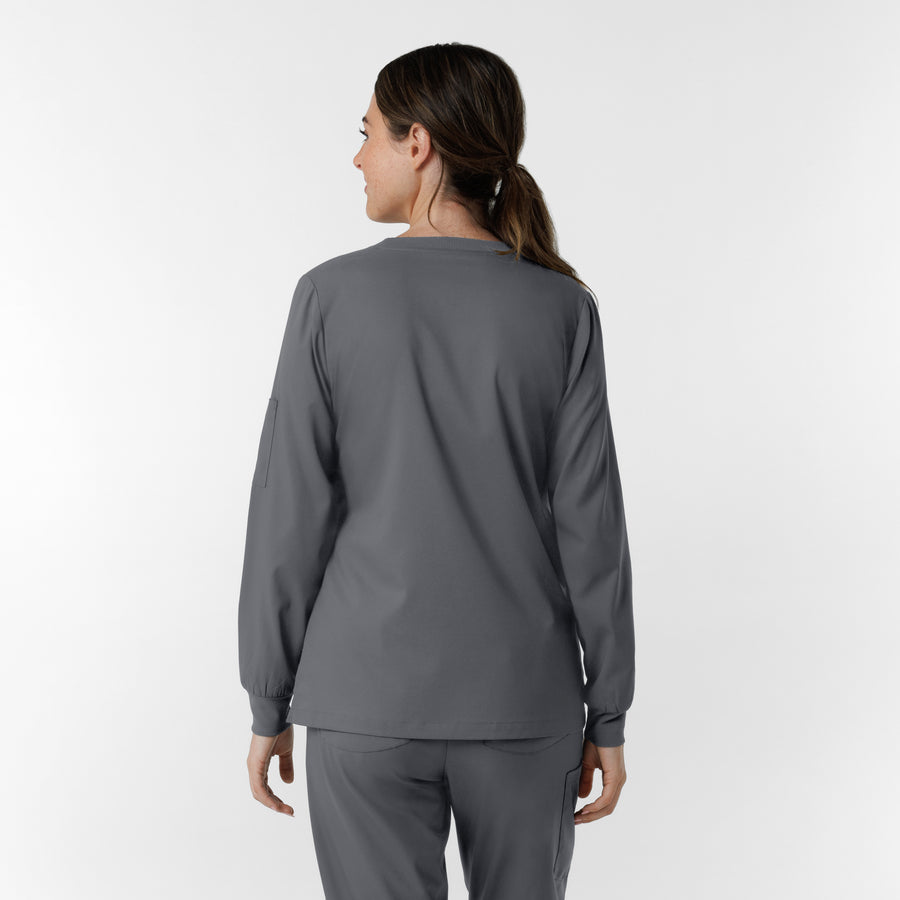 Boundless Women's Classic Long Sleeve Scrub Top - Pewter back