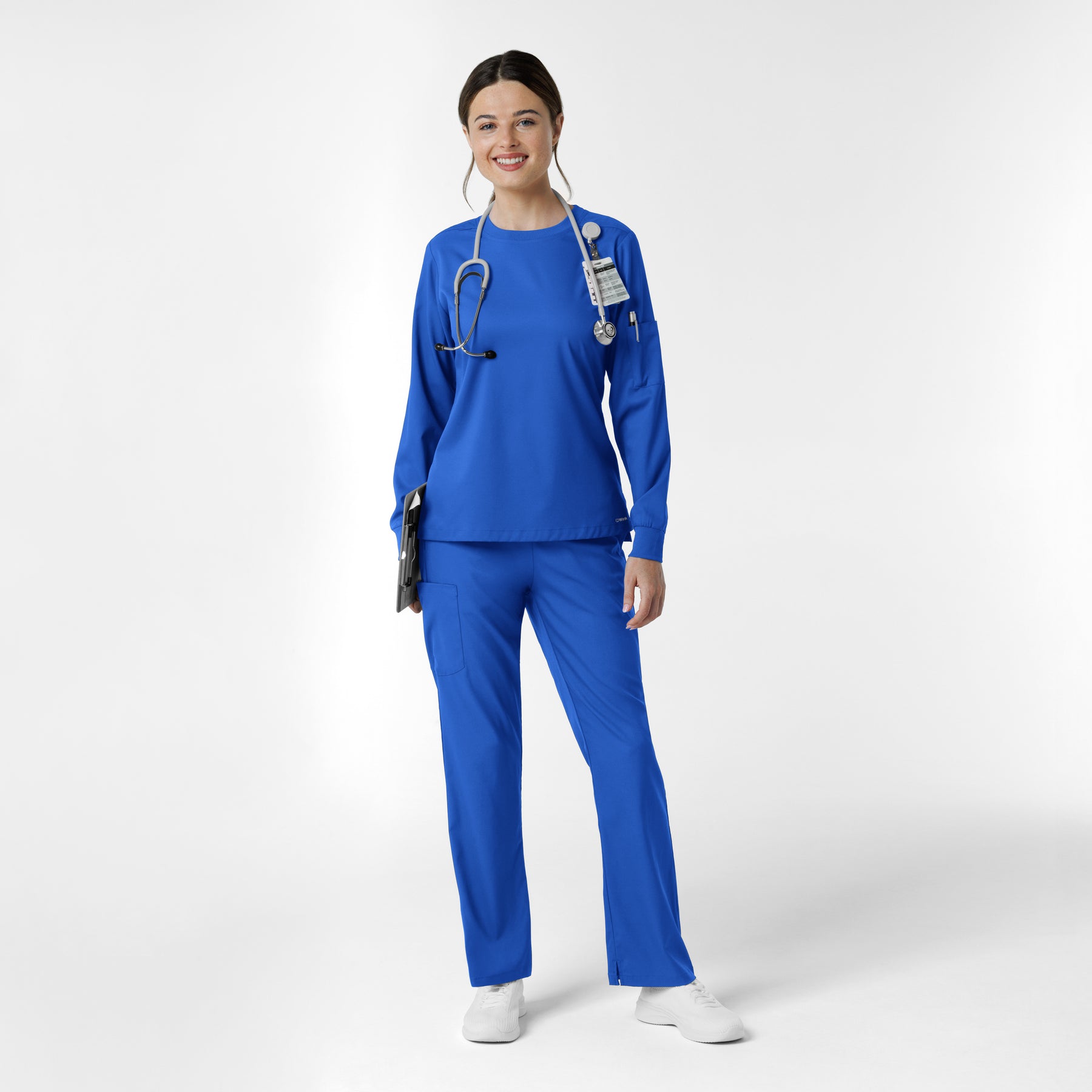 Boundless Women's Classic Long Sleeve Scrub Top - Royal scrub set
