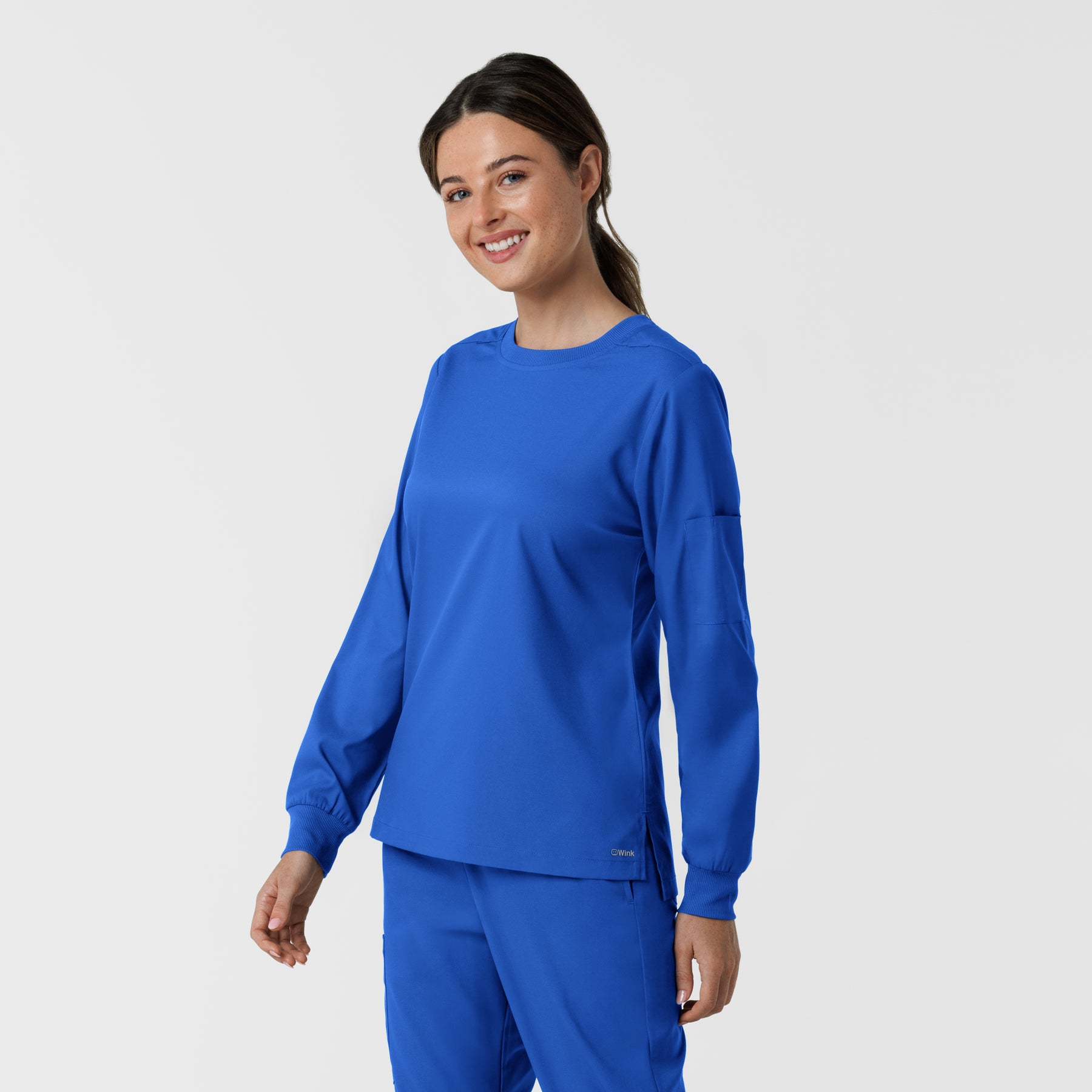 Boundless Women's Classic Long Sleeve Scrub Top - Royal side