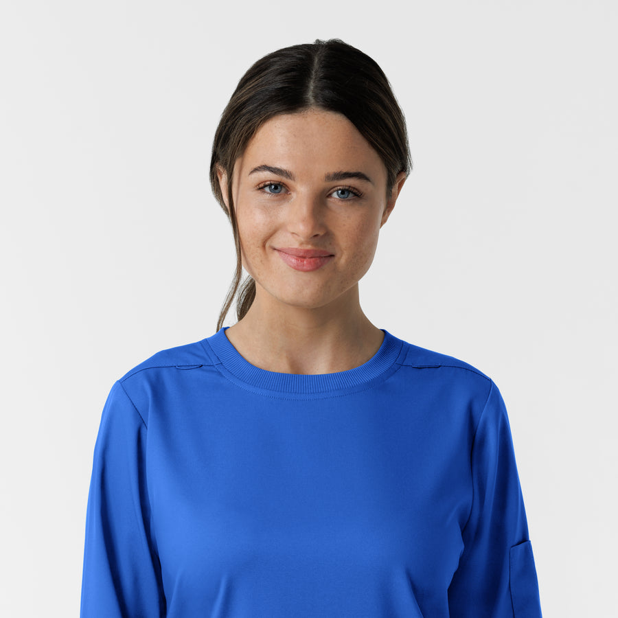 Boundless Women's Classic Long Sleeve Scrub Top - Royal crew neck