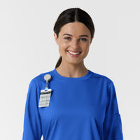 Boundless Women's Classic Long Sleeve Scrub Top - Royal badge loop