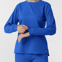 Boundless Women's Classic Long Sleeve Scrub Top - Royal rib knit cuffs