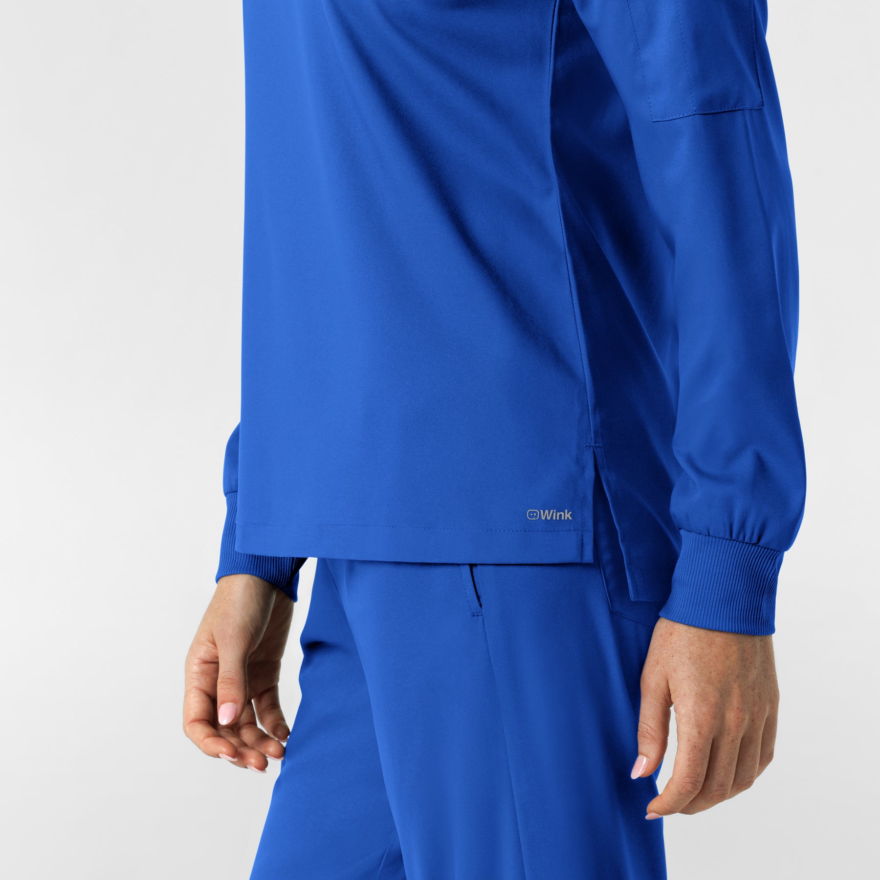 Boundless Women's Classic Long Sleeve Scrub Top - Royal hem line