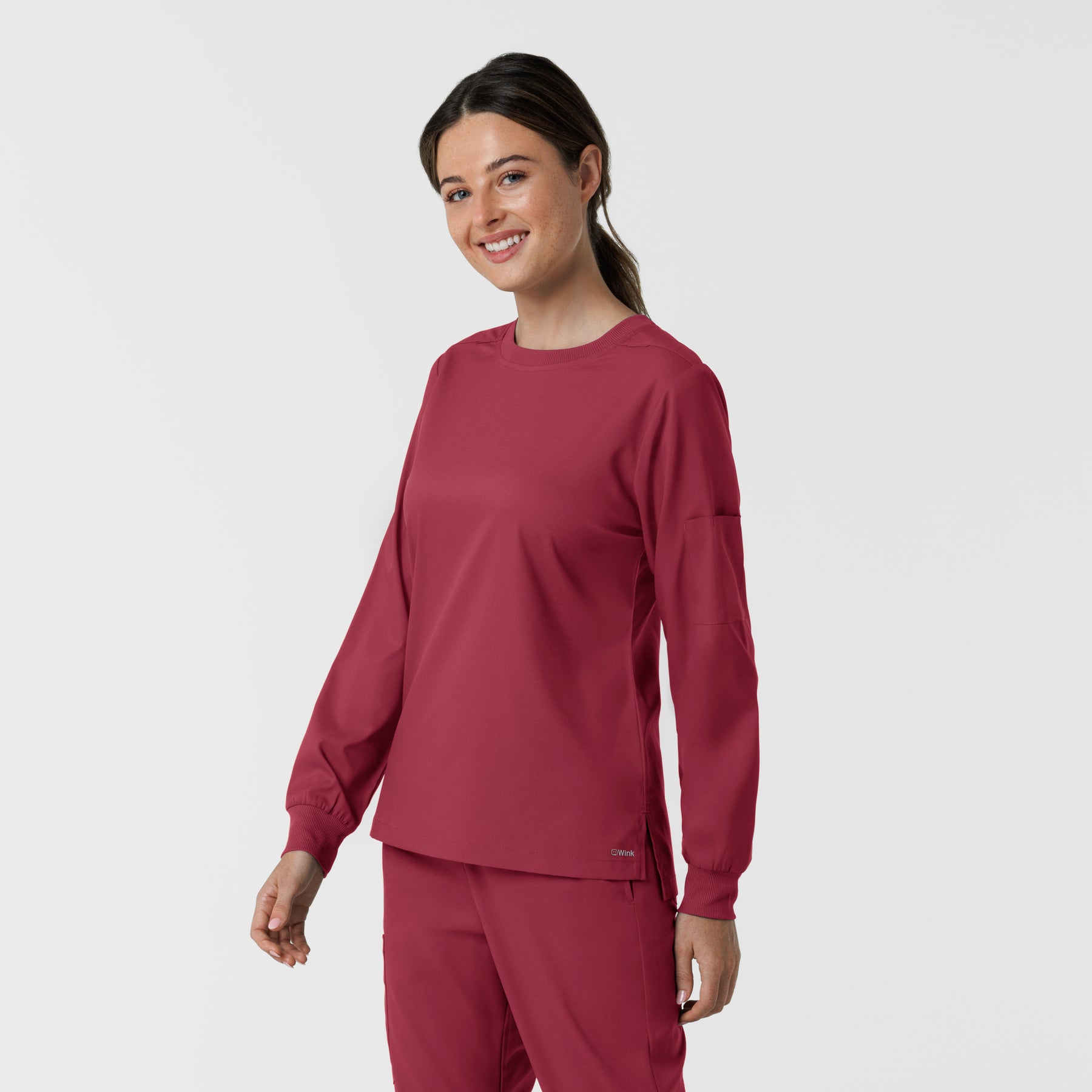 Boundless Women's Classic Long Sleeve Scrub Top - Ruby