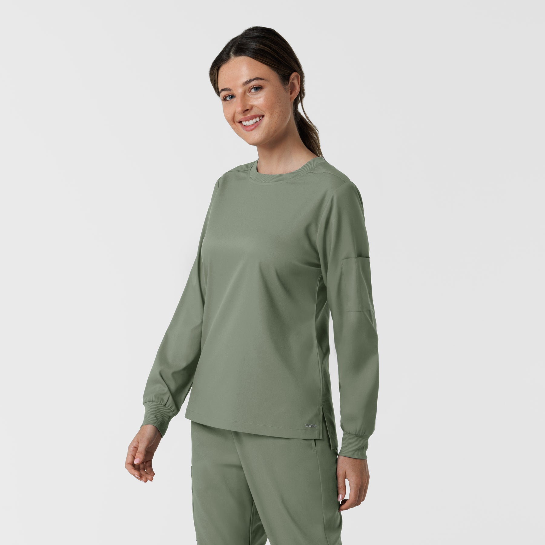 Boundless Women's Classic Long Sleeve Scrub Top - Sage side