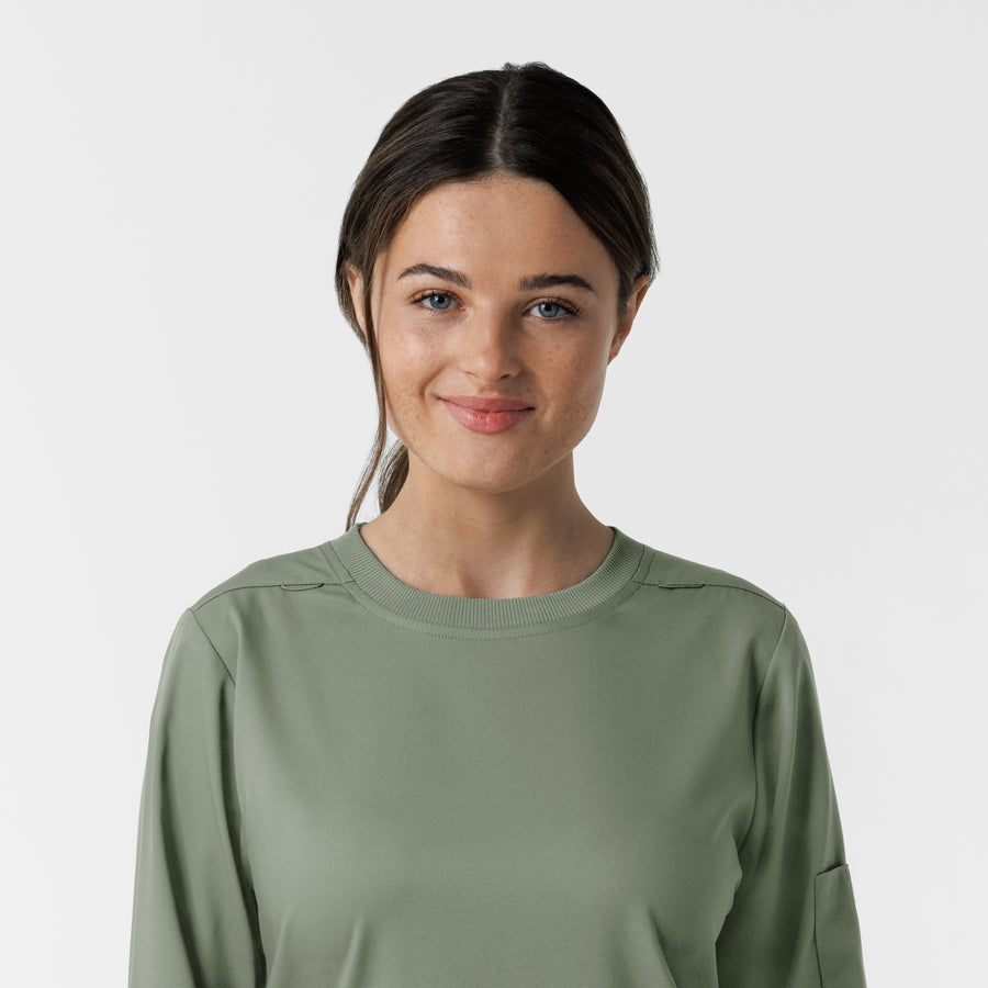 Boundless Women's Classic Long Sleeve Scrub Top - Sage crew neck