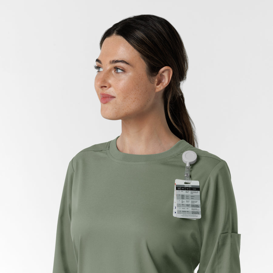 Boundless Women's Classic Long Sleeve Scrub Top - Sage badge loop 2