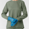 Boundless Women's Classic Long Sleeve Scrub Top - Sage rib knit cuffs with gloves