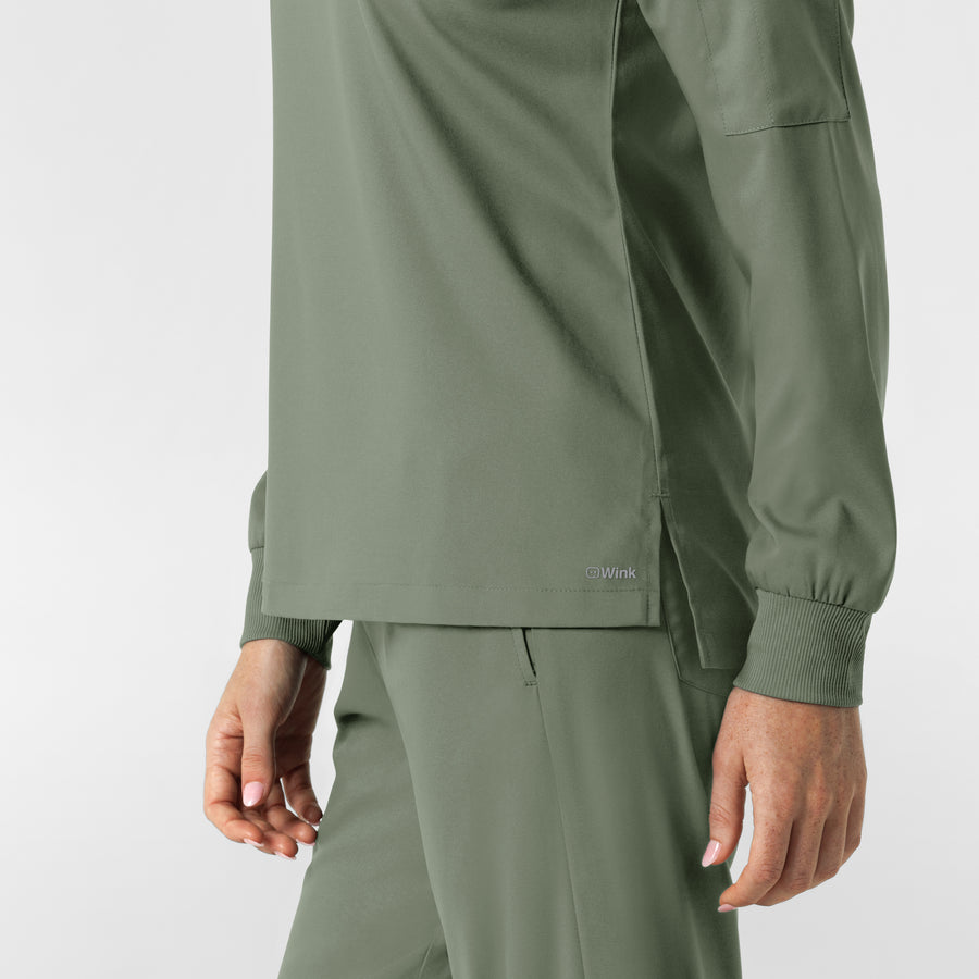 Boundless Women's Classic Long Sleeve Scrub Top - Sage hemline