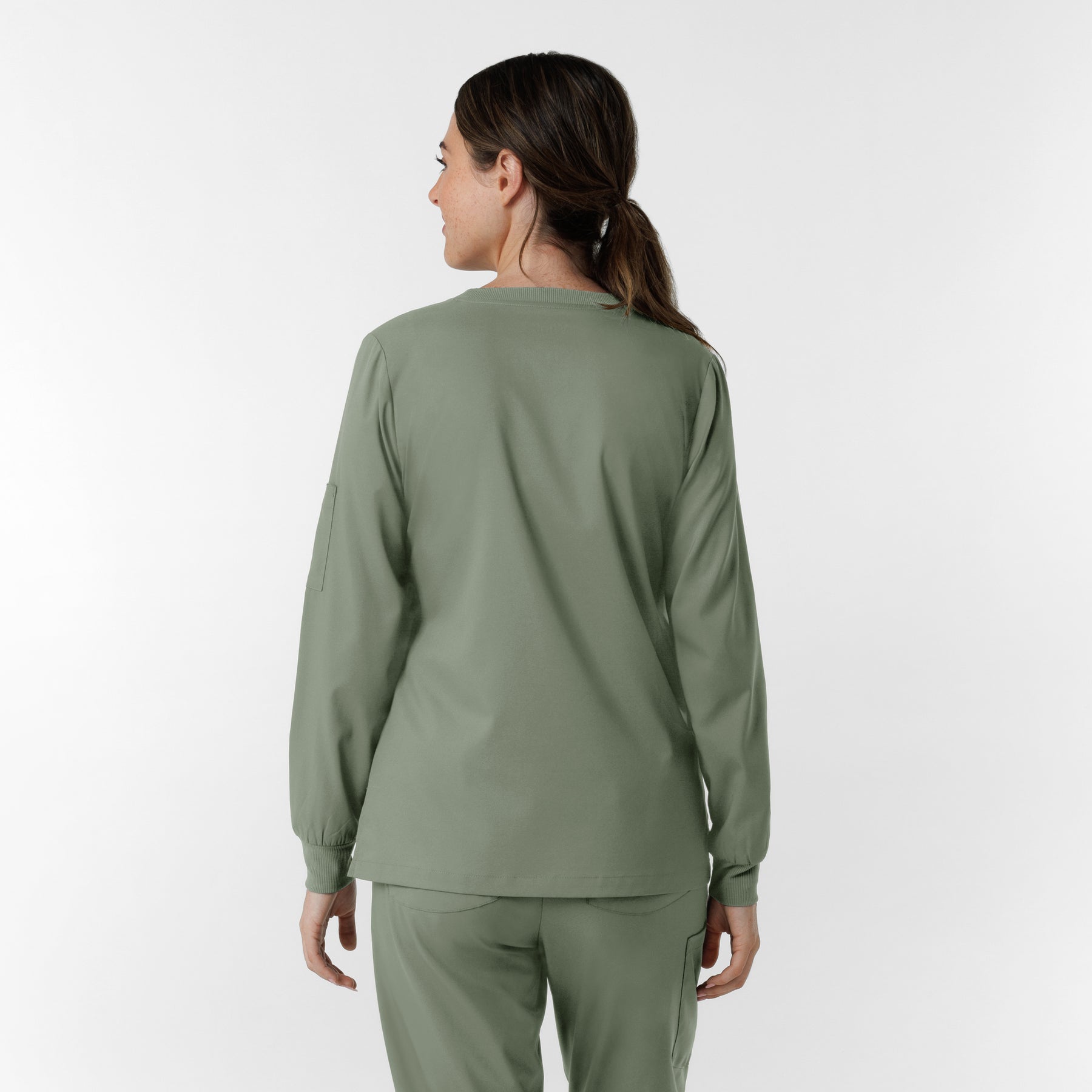 Boundless Women's Classic Long Sleeve Scrub Top - Sage back