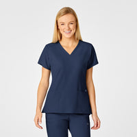 W123 Womens Flex Back Fashion V-Neck Scrub Top