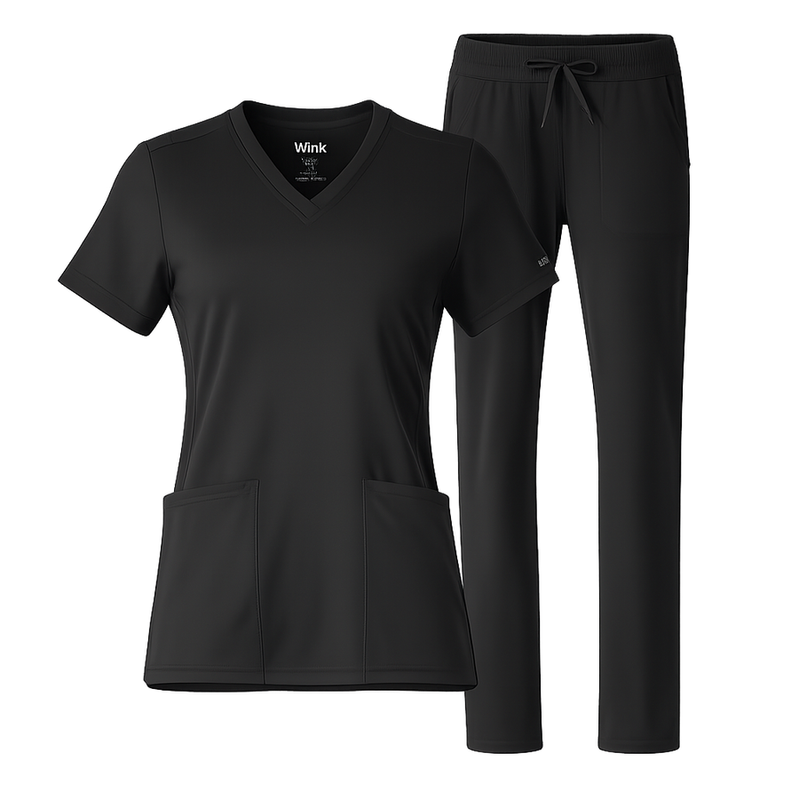 Renew Knit 2 Pocket Top and Wide Leg Scrub Set