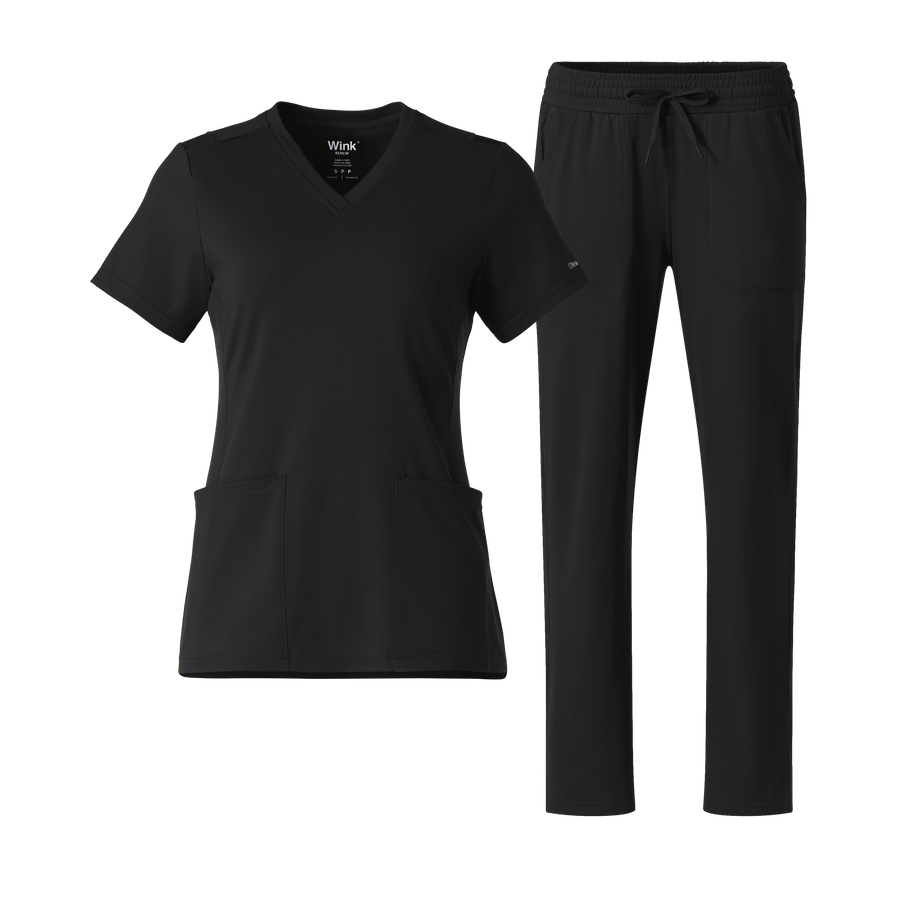 Renew Knit 2 Pocket Top and Wide Leg Scrub Set