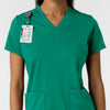 RENEW Knit Women's 2-Pocket Scrub Top Bahama Breeze side detail 1