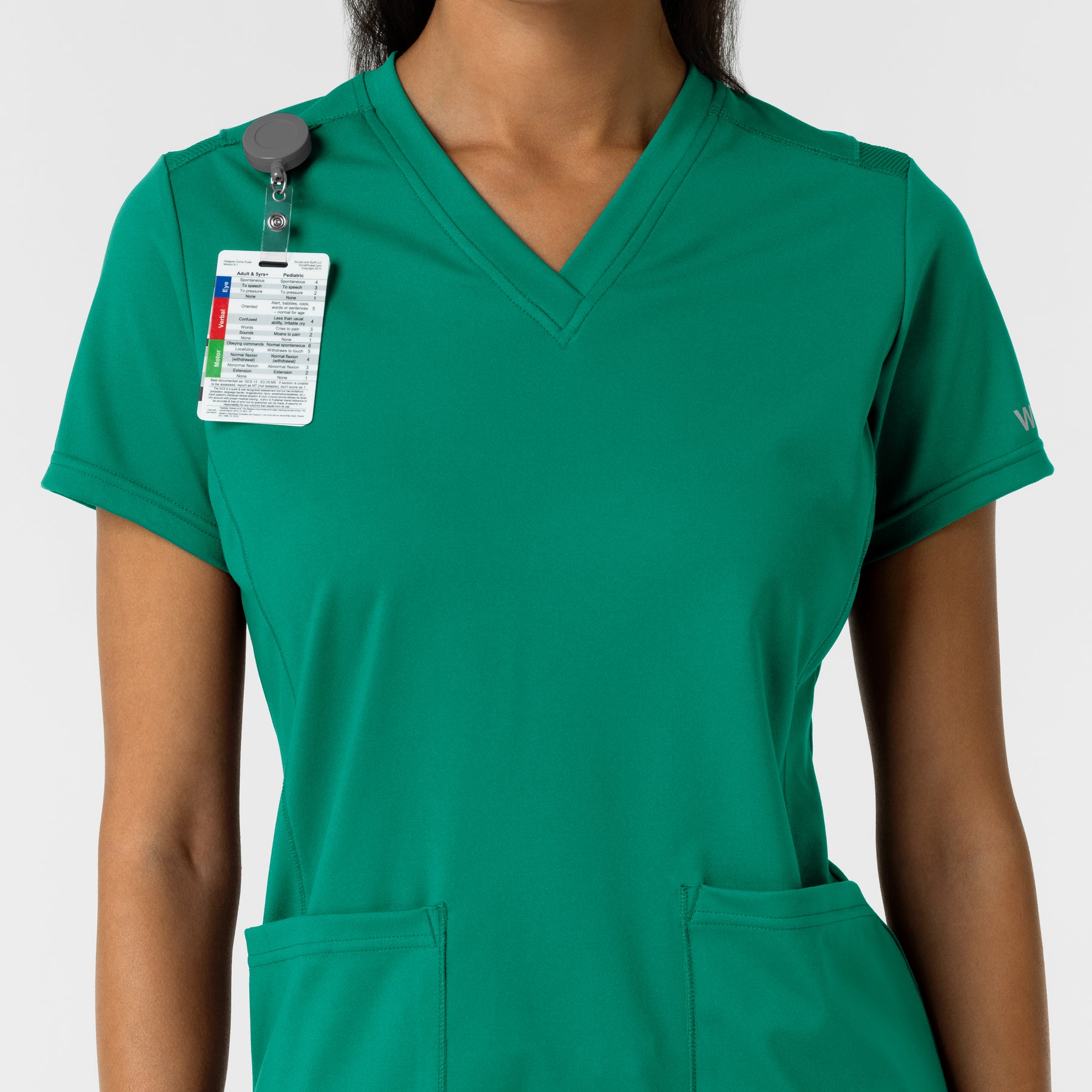 RENEW Knit Women's 2-Pocket Scrub Top Bahama Breeze side detail 1