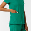 RENEW Knit Women's 2-Pocket Scrub Top Bahama Breeze side detail 2