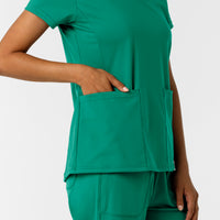 RENEW Knit Women's 2-Pocket Scrub Top Bahama Breeze side detail 2